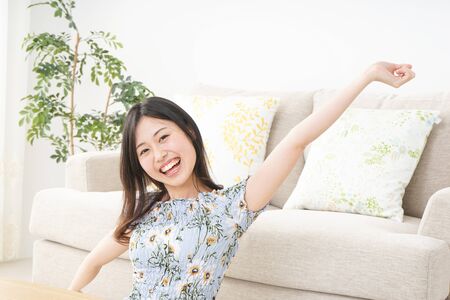 Young woman enjoying summerの写真素材