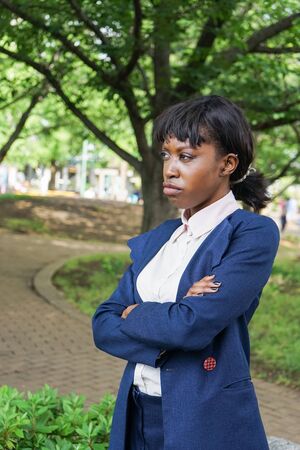 angry african womanの写真素材