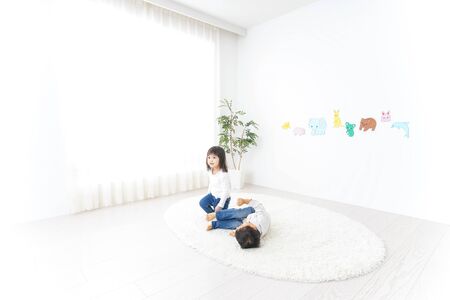 Playing boy and girlの写真素材