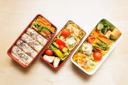 homemade lunch boxの写真素材