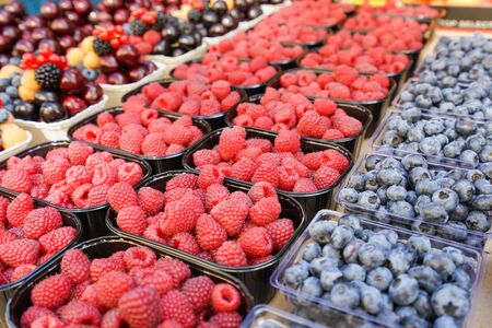 fresh fruits sold in marketの写真素材
