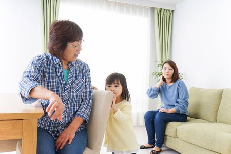 friendly female three generationの写真素材