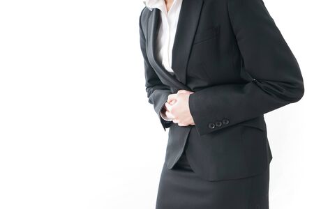 businesswoman suffering from stomachacheの写真素材