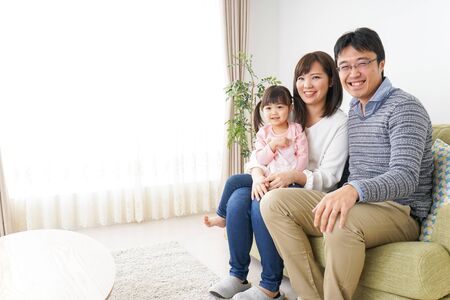 Family having fun at homeの写真素材