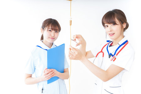 Nurses working at hospitalの写真素材