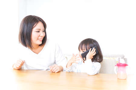 Child using smartphoneの写真素材