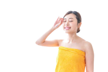 Young woman after bathingの写真素材