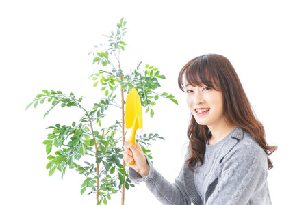 Woman planting a garden