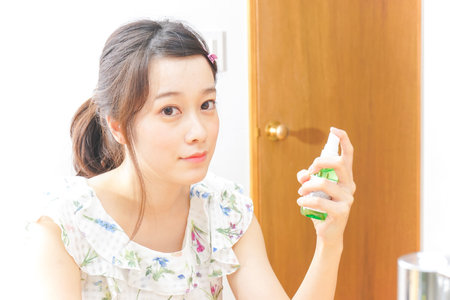 young woman making mistの写真素材