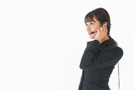 Young friendly operator woman