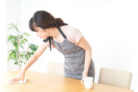 Smiling cafe staffの写真素材