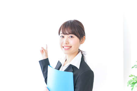 woman guiding cliantsの写真素材