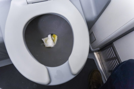 toilet in airplaneの写真素材