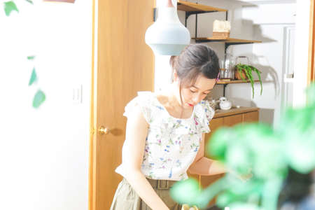 young woman living aloneの写真素材