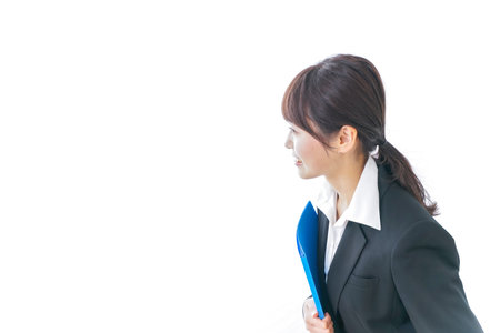 business woman bowing to someoneの写真素材
