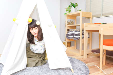 young woman living aloneの写真素材