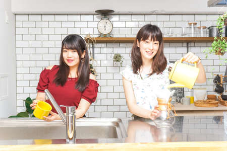 cooking two womenの写真素材