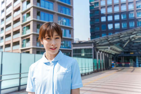 Nurse in outdoor imageの写真素材