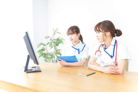 doctor and nurse briefing imageの写真素材