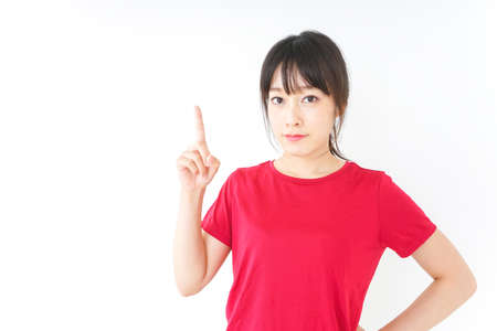 Sport instructor pointing to somethingの写真素材