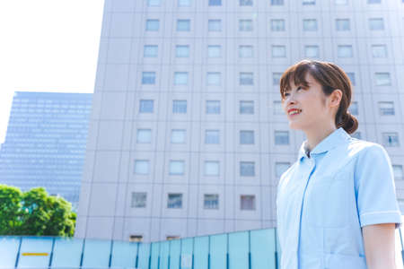 Nurse resting in hospitalの写真素材