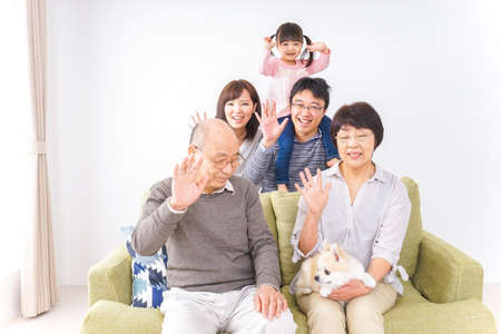 Family photo with smileの写真素材