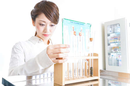 researching young womanの写真素材