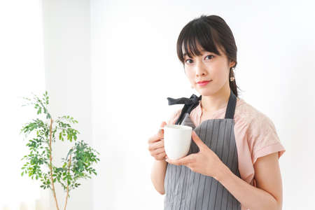Smiling cafe staffの写真素材