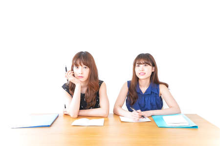 Young women during the classの写真素材