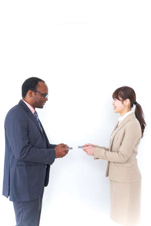 exchange of business cardsの写真素材
