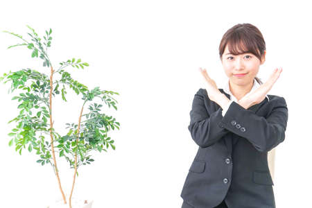 job-seeking student giving no signの写真素材
