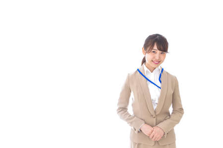 Lady at the reception deskの写真素材