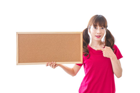 Woman having cork boardの写真素材