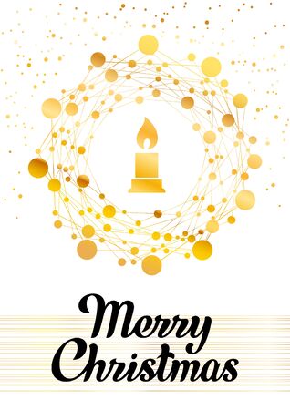 Holiday greeting card with Christmas wreath, Xmas decoration background for your holiday design, vector illustrationのイラスト素材