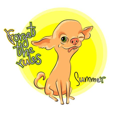Cute puppy illustration with phrase in sketch style, dog with tongue sticking out, can be used to print t-shirt, fabric print or anything else, vector illustrationのイラスト素材