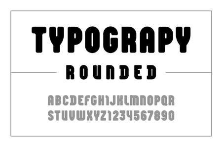 High font, rounded bold alphabet sans serif, black letters and numbersのイラスト素材