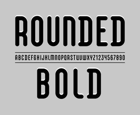 High font, rounded slim alphabet sans serif, simple black letters and numbersのイラスト素材
