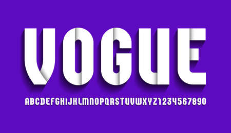 Vogue white font, modern bold alphabet, trendy letters and numbers, for your design, vector illustrationのイラスト素材