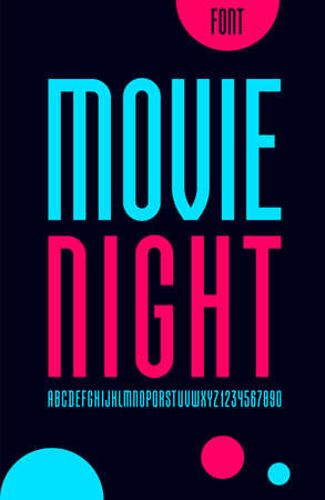 High font, trendy condensed alphabet sans serif, modern color letters and numbers, for your designsのイラスト素材