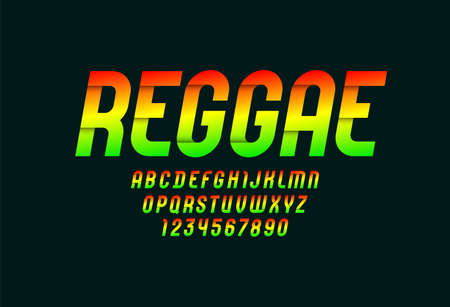 Bright modern high font, condensed trendy alphabet, uppercase italic letters from A to Z and numbers from 0 to 9 for you designs, vector illustration 10EPSのイラスト素材