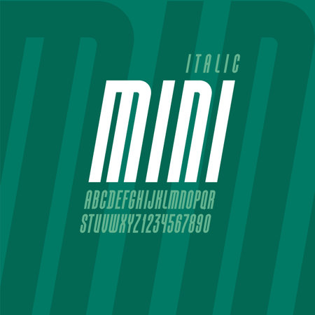 High font, condensed italic alphabet uppercaseのイラスト素材