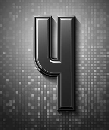 3d dark font with flare, trendy condensed alphabet sans serif, modern beveled number 4 on a pixel background.のイラスト素材