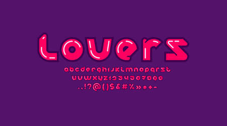Cute bold font, trendy beautiful alphabet in the erotic style, modern round letters and numbers in the cartoon style, , vector illustrationのイラスト素材