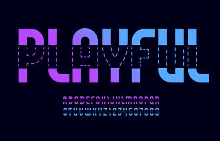 Trendy colored font, modern graphic alphabet, cut out geometric modular letters and numbersのイラスト素材