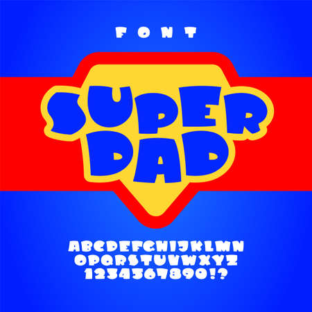 Rounded Font in the comics style, trendy cartoon alphabet, bold letters and numbers made in cute style, vector illustrationのイラスト素材