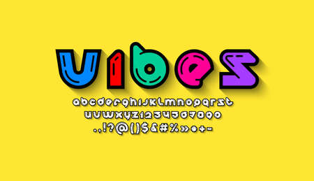 Multi colored modern alphabet, original rounded font, trendy letters from A to Z and numbers from 0 to 9, vector illustration 10EPSのイラスト素材