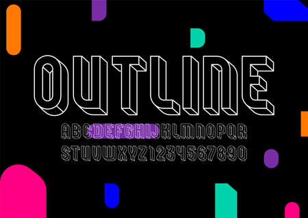 3D Font from outline, trendy alphabet, modern letters and numbers, vector illustration 10eps.のイラスト素材