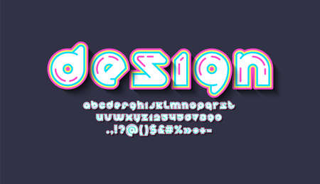 White modern alphabet, original rounded font, trendy letters from A to Z and numbers from 0 to 9, vector illustrationのイラスト素材
