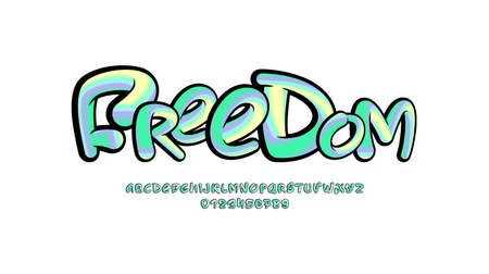 Multi colored cursive font, handwritten script alphabet, calligraphy cursive typeface, crazy vector hand drawn typefaceのイラスト素材