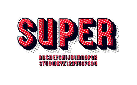 3D original Font, trendy alphabet, modern condensed capital Latin letters from A to Z and Arab numbers from 0 to 9 using stars, vector illustration 10EPSのイラスト素材